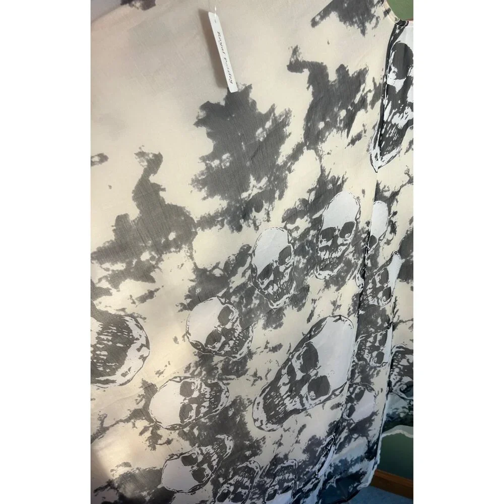 NWT Skull Print Sleeveless Tunic Dress One Size Sheer Tattoo Goth Alternative - Picture 3 of 11